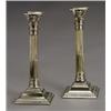 Image 1 : Pair of George III Paktong Candlesticks, Circa 1790, Each in the form of a Corinthian column...