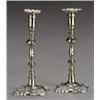 Image 1 : Pair of George II Paktong Candlesticks, Circa 1750, Each having a shell-cast bobFche above a...