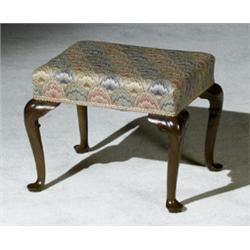 George II Style Walnut Stool, Late 19th-Early 20th Century, Height: 16-1/2 in (41.9 cm);, W...