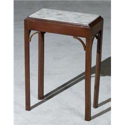 George III Style Mahogany Marble Top Side Table, 20th Century, Some repairs to corner bracket...