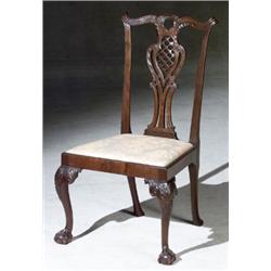 George III Style Mahogany Side Chair, Last Half 19th Century, Repairs to crestrail and one st...