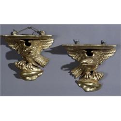 Pair of George III Style Giltwood Eagle Wall Brackets, 20th Century, Each spread-winged eagle...