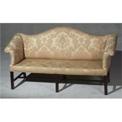 George III Style Mahogany Camel-Back Sofa, Early 20th Century, Height: 39 in (99 cm);, Leng...