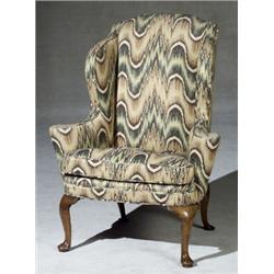 George II Walnut Wing Armchair, Partially Composed of 18th Century Elements, Rear legs replac...