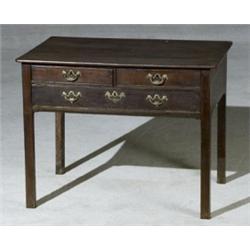 George III Oak Side Table, Circa 1790, Brasses replaced., Height: 28-1/4 in (71.8 cm); Widt...