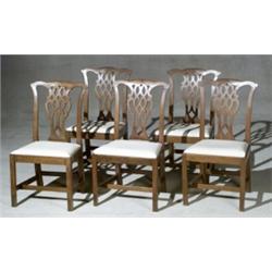 Set of Five George III Mahogany Side Chairs, Circa 1770-1790, Each with various losses and re...