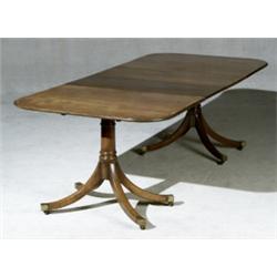 Regency Style Crossbanded Mahogany Two-Pedestal Dining Table, Late 19th-Early 20th Century, T...