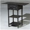 Image 2 : Victorian Black Japanned Work Table, Last Quarter 19th Century, Having a bifold top above two...