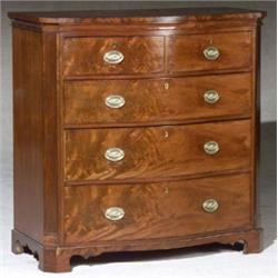 Victorian Mahogany Serpentine Chest of Drawers, Circa 1850, Minor losses and repairs to venee...