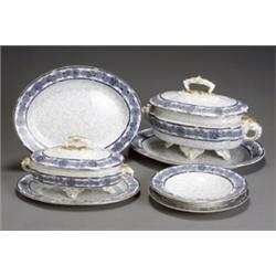 Royal Worcester Blue Printed 'Chrysanthemum' Dinner Service, Circa 1886, Retailed by Henry Gree...