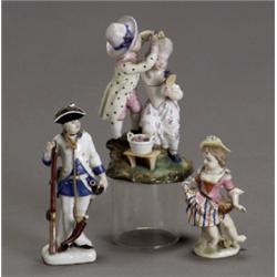 Group of Three German Porcelain Figures, Late 18th Century, The first, H÷chst, last half 18th...