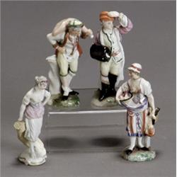 Group of Four Ludwigsburg Figures, Circa 1760-1770, The first two a butcher and his wife afte...