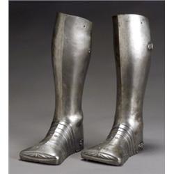 Pair of Continental Steel Greaves, 16th Century, Height: 17-1/4 in (43.8 cm), $3,000-$4,000...