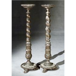 Pair of Italian Baroque Style Giltwood Stands, Last Quarter 19th Century, Each with repairs t...