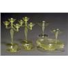 Image 1 : Venetian Yellow Spiral Molded Glass, Five-Piece Table Garniture, Circa 1950, Consisting of...