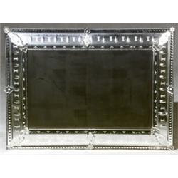 Italian Baroque Style Cut and Etched Glass Mirror, Probably Venetian, Early 20th Century, Som...