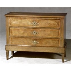 Italian Neoclassical Lightwood Crossbanded Inlaid Walnut Commode, Circa 1800, Minor losses an...