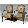 Image 1 : Pair of Louis XV Style Beechwood Needlepoint Tapestry Upholstered Fauteuils, First Quarter 20th...