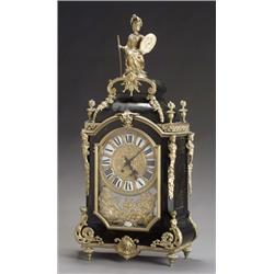 RTgence Style Gilt Metal Mounted Ebonized Wood Mantel Clock, Movement signed H & F, Paris, Circ...