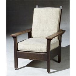 L & J.G. Stickley Arts & Crafts Oak 'Morris' Chair, First Quarter 20th Century, Having throug...