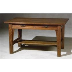 Gustav Stickley Arts & Crafts Oak Library Table, Model No. 616, First Quarter 20th Century, H...