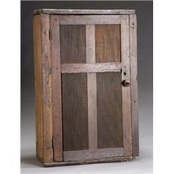 American Pine Hanging Cupboard, Virginia, Probably Shenandoah Valley, 19th Century, The hinge...