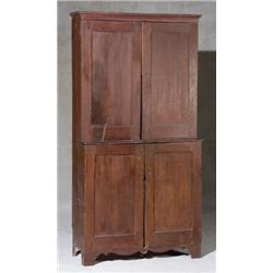 American Red Washed Pine Step-Back Cupboard, Pennsylvania, Mid-19th Century, The upper sectio...