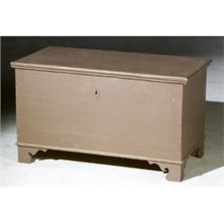 American Brown Painted Poplar Blanket Chest, Pennsylvania, 19th Century, The hinged lid openi...