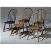 Image 1 : Assembled Set of Five Windsor Turned Maple, Hickory and Pine Bow-Back, Side Chairs, 19th Cent...