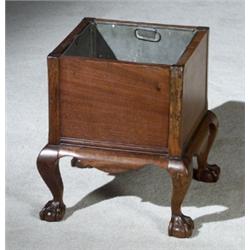 Chippendale Style Mahogany Cellaret, Early 20th Century, With removable galvanized tin interi...