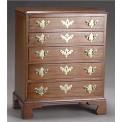 Chippendale Style Mahogany Diminutive Tall Chest of Drawers, Probably Late 19th-Early 20th Cent...