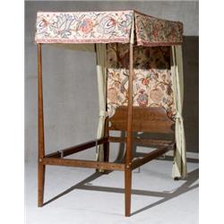 Federal Style Cherry Pencil-Post Single Tester Bedstead, 20th Century, Together with a tan be...