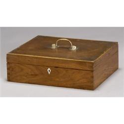 Federal Style Inlaid Walnut Document Box, Late 19th-Early 20th Century, The hinged top openin...