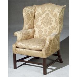 Chippendale Mahogany Wing Armchair, In the Rhode Island Style, Partially Made From, 18th Cent...