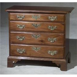 Queen Anne Mahogany Chest of Drawers, Massachusetts, Circa 1760, Top and brasses replaced; re...