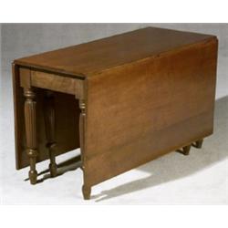 Federal Cherry Six Leg Drop-Leaf Table, New England, First Quarter 19th Century, Some losses...