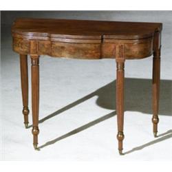 Federal Mahogany Fold-Top Card Table, Massachusetts, Circa 1805, Some losses to cockbeading a...