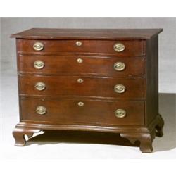 Chippendale Cherry Reverse Serpentine Chest of Drawers, Rhode Island or Connecticut, 1760-1780...