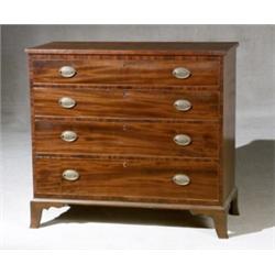 Federal Cherry Chest of Drawers, Pennsylvania, Circa 1800, Feet and brasses replaced; some lo...