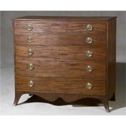 Federal Mahogany Gentleman's Chest of Drawers, Philadelphia or Maryland, Circa 1800, Having a...