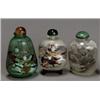 Image 1 : Group of Three Chinese Interior Painted Glass Snuff Bottles, 19th-20th Century, Two depicting...