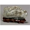 Image 1 : Chinese Pale Gray Celadon Jade Figure of a Recumbent Mandarin Duck, 19th-20th Century, Length...