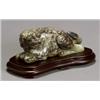 Image 1 : Chinese Dark Russet Celadon Jade Figure of a Recumbent Fu-Lion, 20th Century, Length: 7-3/4 i...