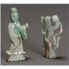 Image 1 : Two Chinese Apple-Green Jadeite Figures of Meiren, 19th Century, One drilled at base; the oth...