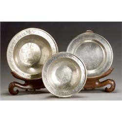 Margaret M. Mourot, Group of Three Chinese Paktong Graduated Basins, 18th-19th Century, Eac...