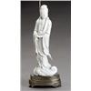 Image 1 : Chinese Blanc-de-Chine Figure of Guanyin, 19th Century, Mounted as a lamp with a kesi 'pagoda...