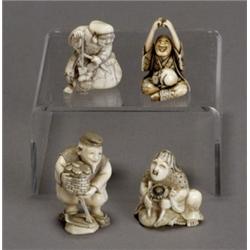 Japanese Works of Art, Group of Six Japanese Ivory Netsuke Studies of Men, 20th Century, Co...