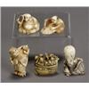 Image 1 : Group of Eight Japanese Ivory Netsuke Studies of Immortals and Men, 20th Century, Consisting...