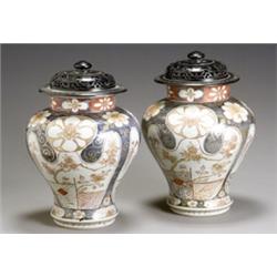 Late Florence S. Mahoney, Pair of Imari Polychrome Jars, Edo Period, Early 18th Century, Ea...