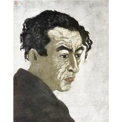 Onchi Koshiro (Japanese 1891-1955), Portrait of the Poet Sakutaro Hagiwara: A Woodblock Print...